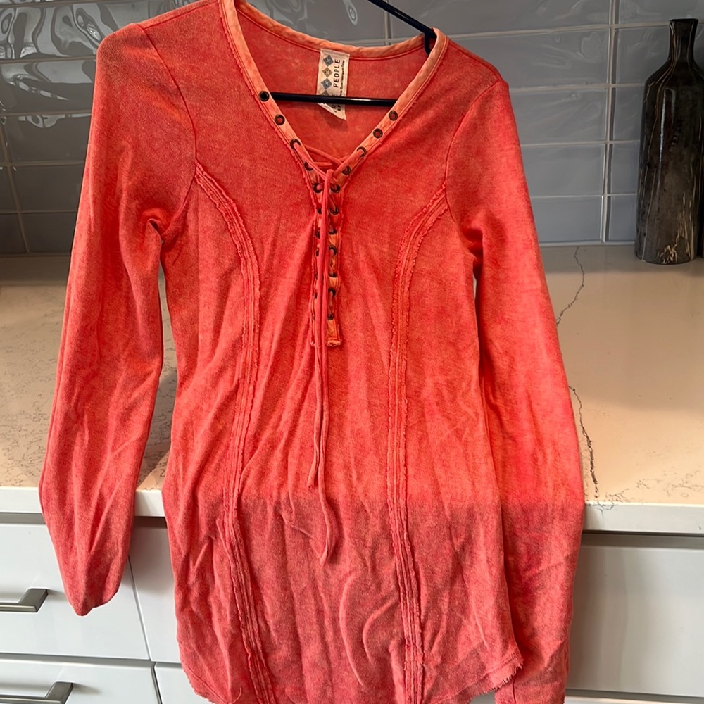 Free People Lace Up Washed Tunic Small